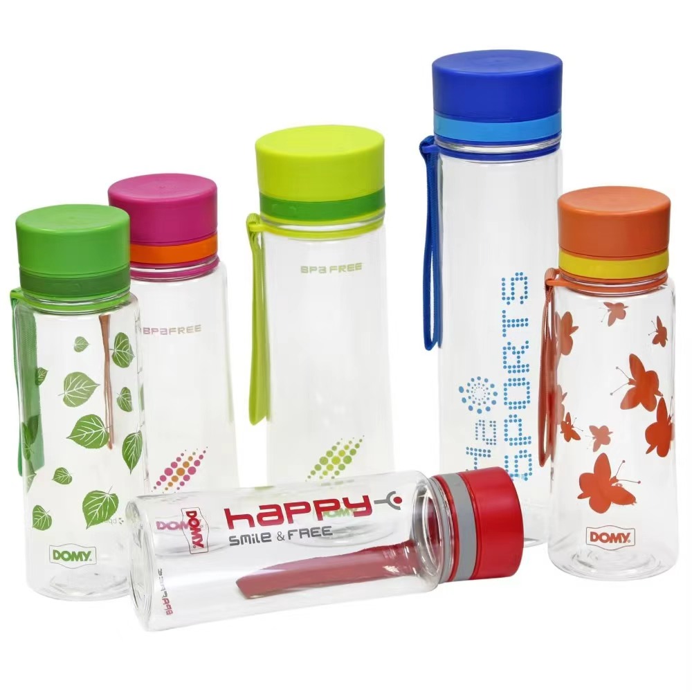 Clear Water Bottle with Flip Cap and Lanyard